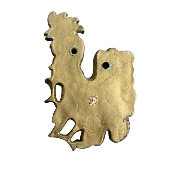 Ucagco Rooster Set Hens Peacock Gold MCM Ceramics Japan 2 Pc Wall Hanging - Picture 7 of 8